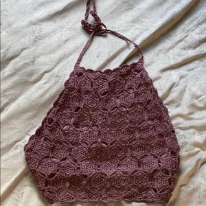 purple crochet top with low back